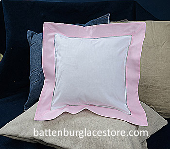 Hemstitch European Square 26"x26" with Pink Lady trims